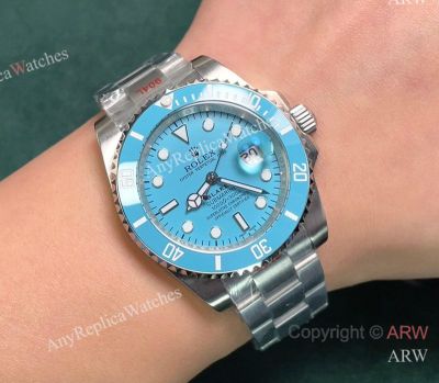 High quality Replica Rolex Submariner Silver Strap Blue Face Dial Blue Bezel Fashion Watch 40mm